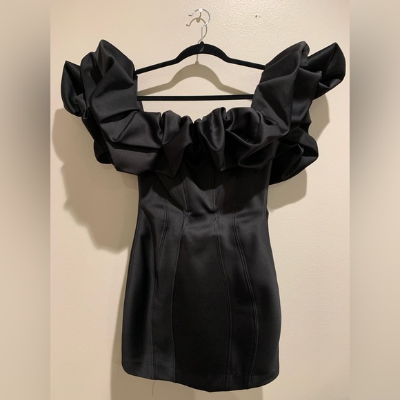 HOUSE OF CB Strapless Ruffle Shoulder Satin Mini Dress - Picture 8 of 8